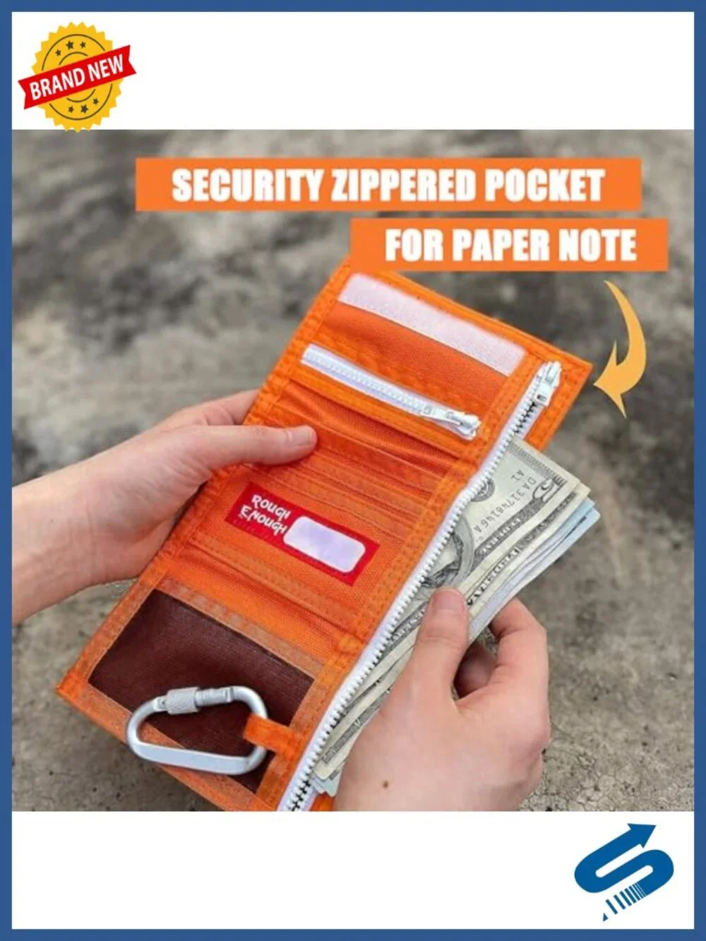 Canvas Trifold Wallet with Neck Lanyard and Keychain